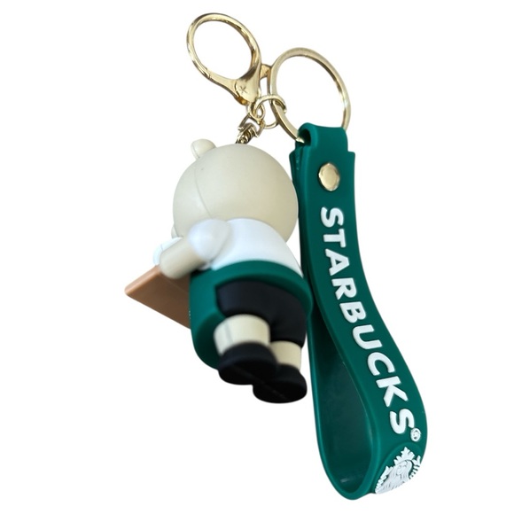 Starbucks Bearista Keychain Green Strap Coffee Lover Bag Charm 8”L - NWOT - Picture 7 of 10